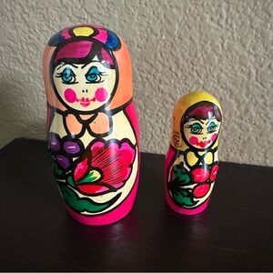 Vintage Russian Nesting Dolls Hand Painted 2 dolls